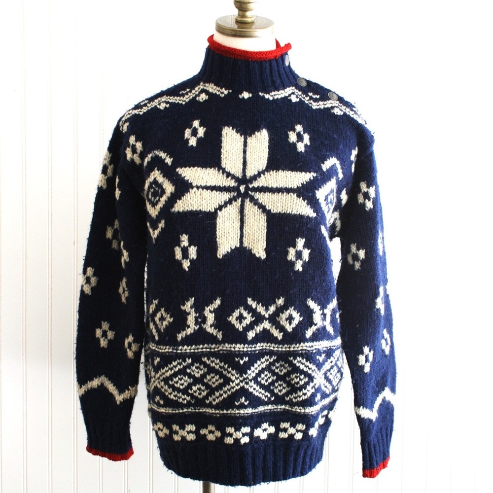 VINTAGE RALPH LAUREN-Alpaca Wool🦙 Snowflake❄️ Heavy Knit Sweater🧶Ladies Medium
